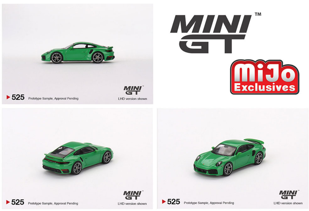 1/64 Mini GT Porsche 911 Turbo S Python Green LHD Diecast Car Model