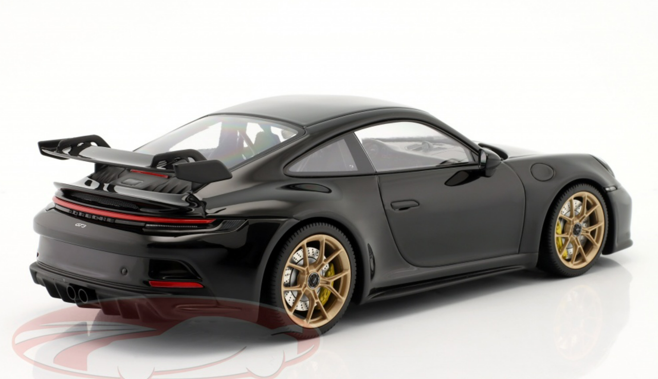 1/18 Minichamps Porsche 911 (992) GT3 (Black with Aurum Wheels) Car Model Limited 75 Pieces