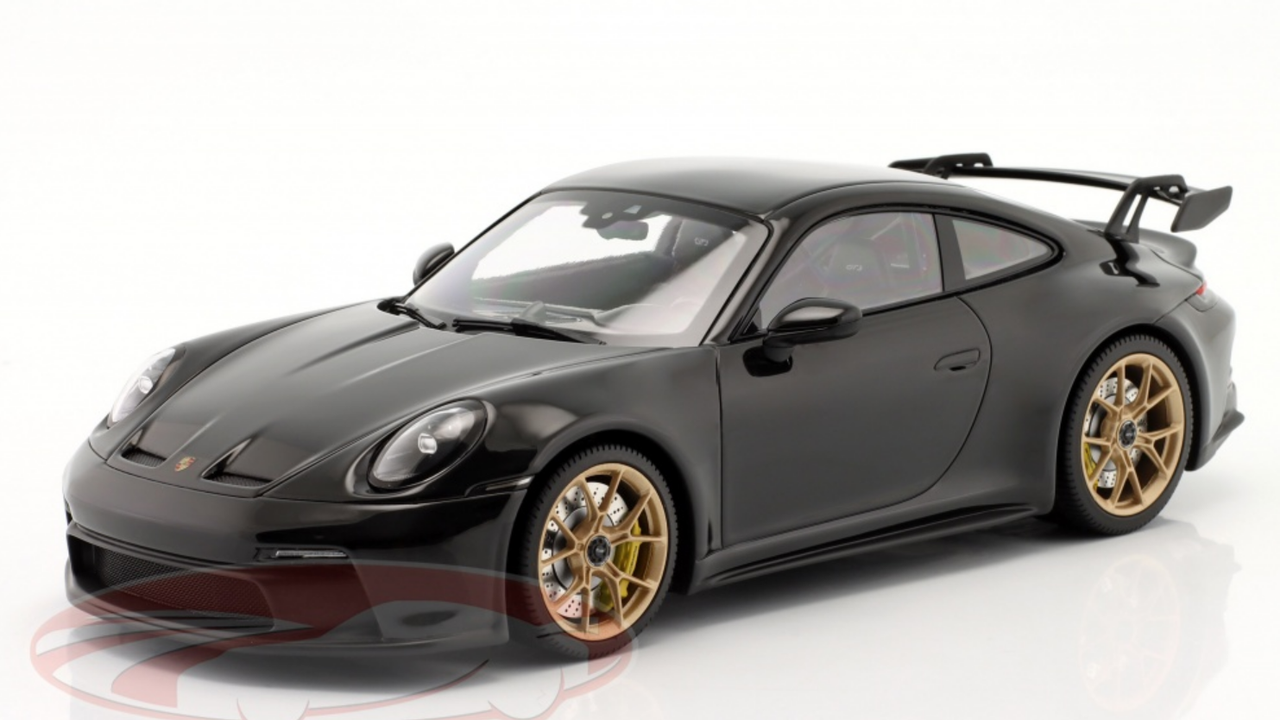 1/18 Minichamps Porsche 911 (992) GT3 (Black with Aurum Wheels) Car Model Limited 75 Pieces