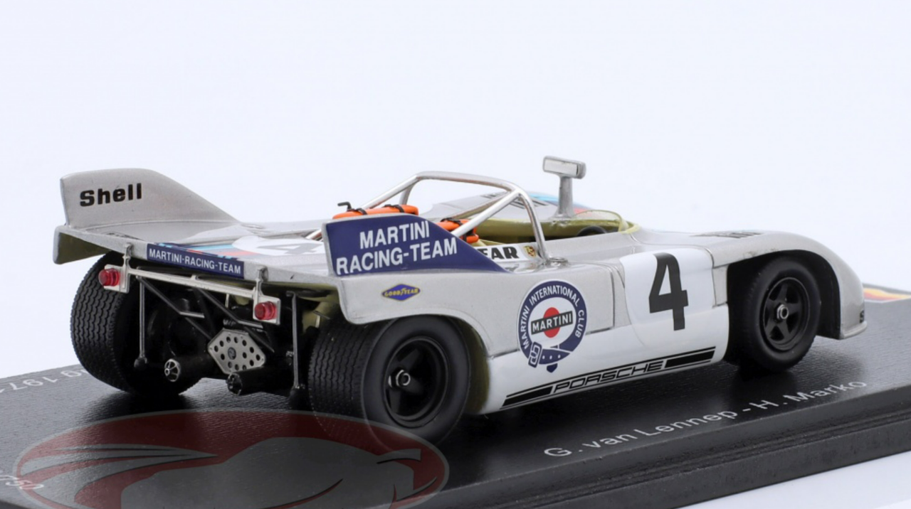 1/43 Spark 1971 Porsche 908/03 #4 3rd 1000km Nürburgring Martini Racing Team Gijs van Lennep, Helmut Marko Car Model