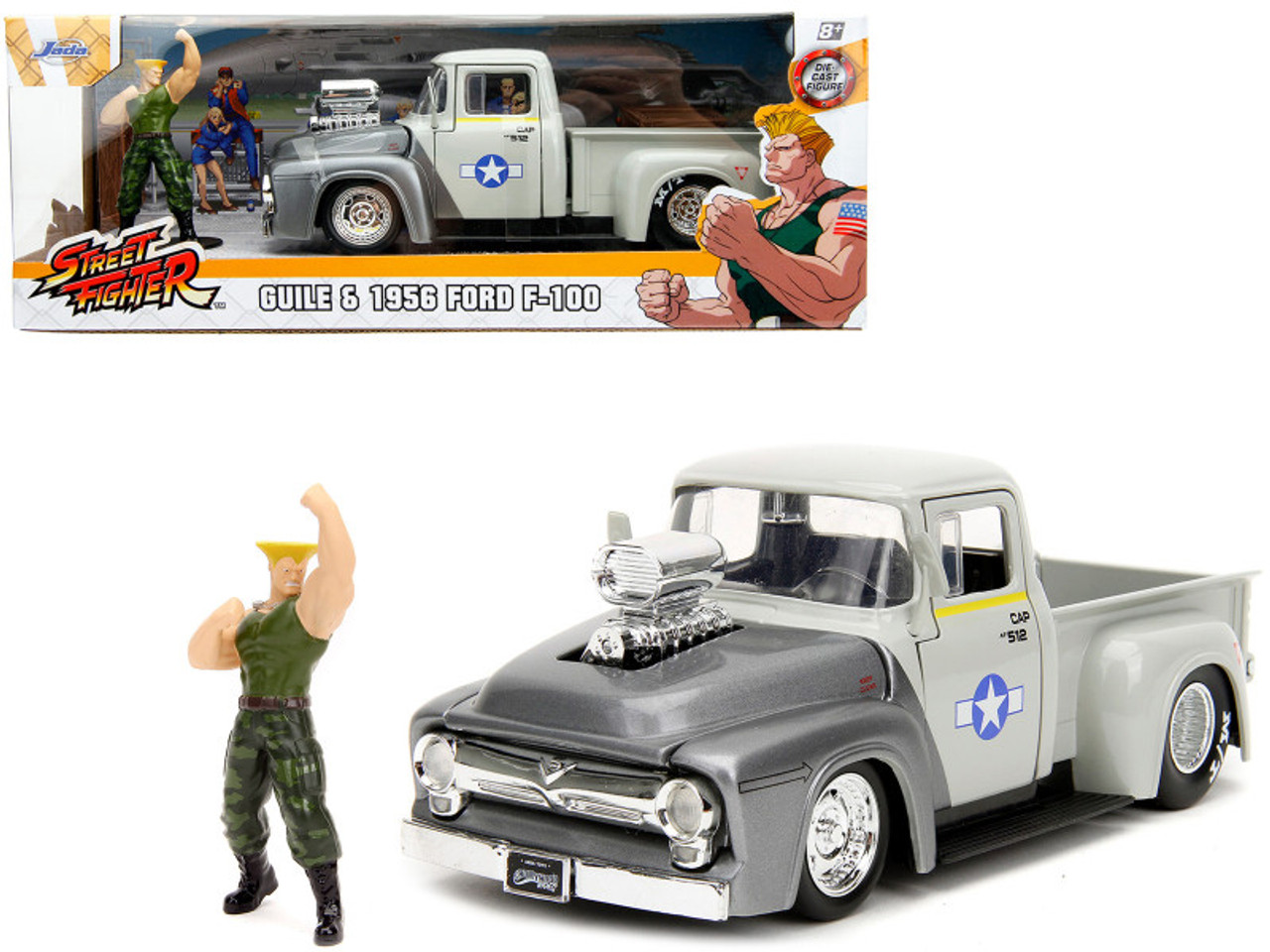 1956 Ford F-100 Pickup Truck Tan and Gray Metallic and Guile Diecast Figure  