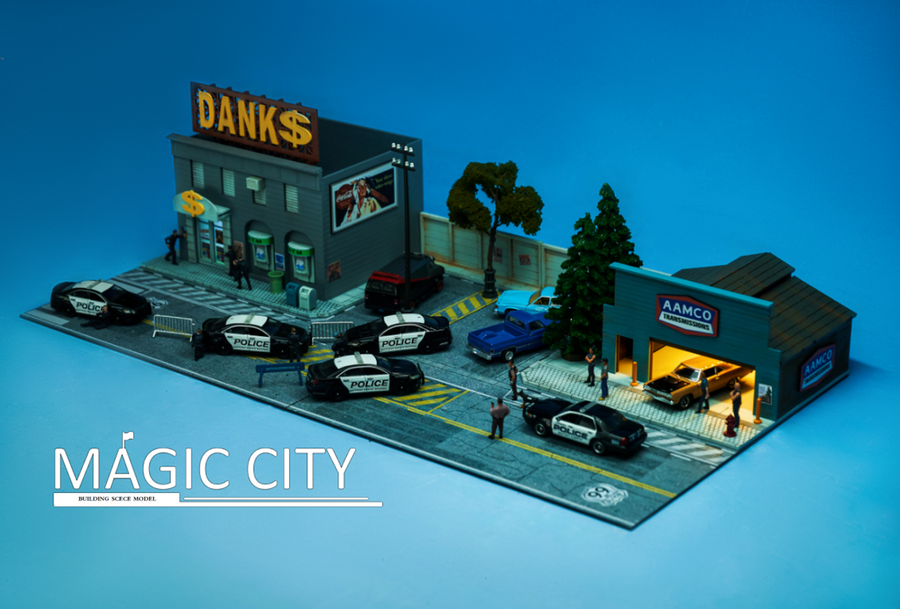 1/64 Magic City American Bank & AAMCO Car Care Center Diorama Center (car models & figures NOT included)