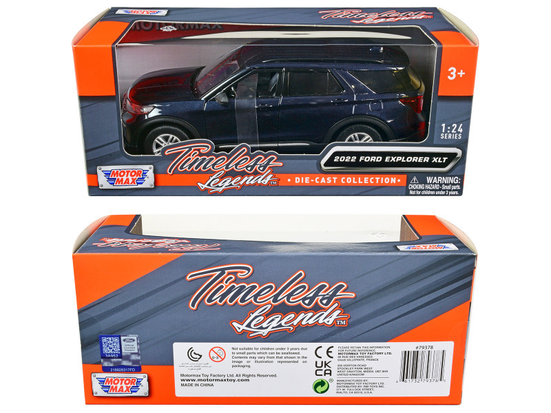 1/24 Motormax 2022 Ford Explorer XLT (Dark Blue Metallic) Diecast Car Model