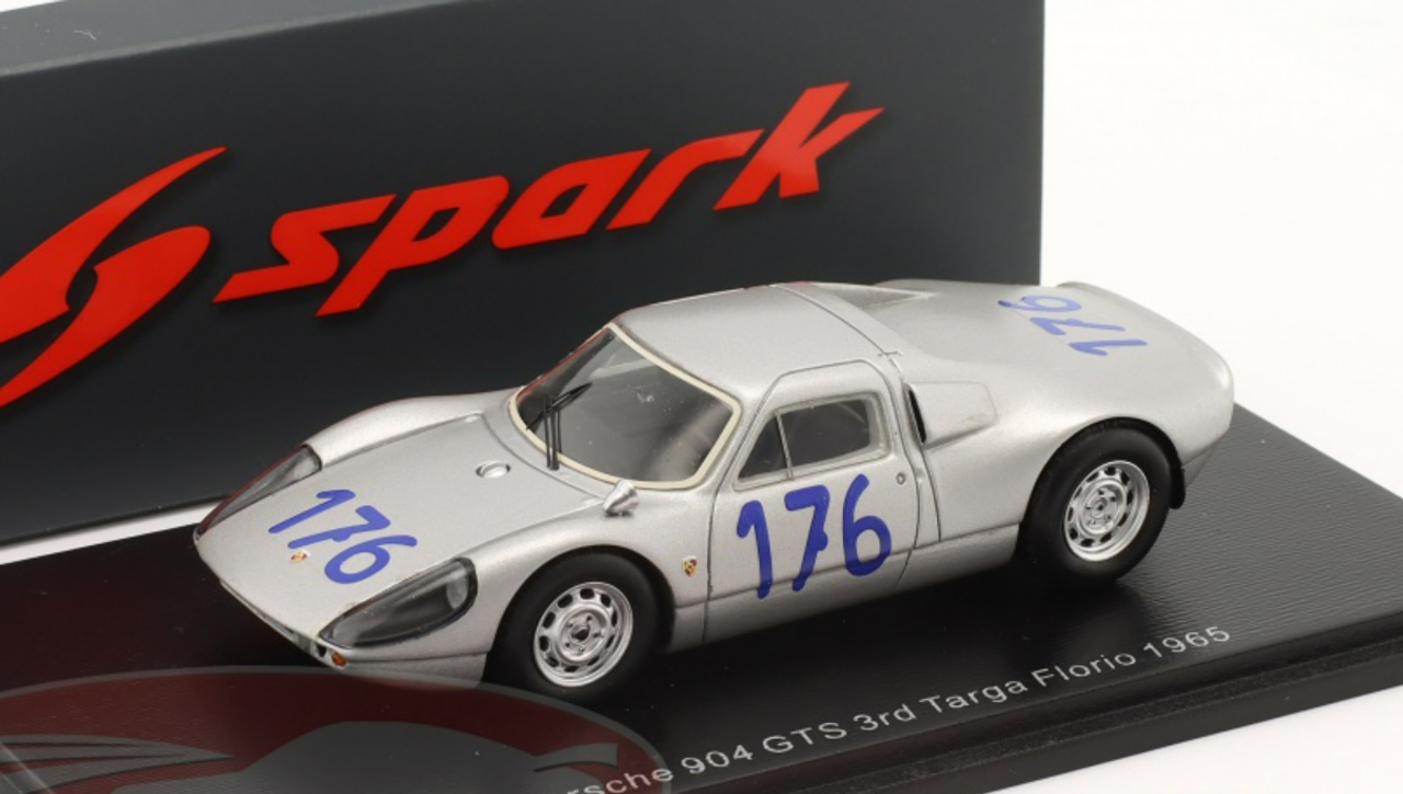 1/43 Spark 1965 Porsche 904 GTS #176 3rd Targa Florio Porsche System Engineering Umberto Maglioli, Herbert Linge Car Model