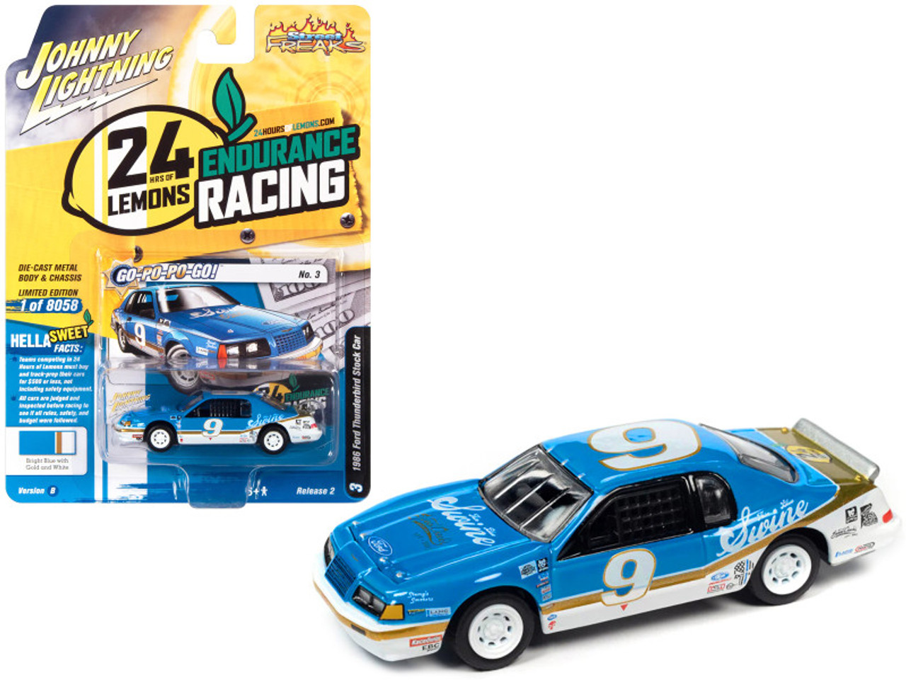 1986 Ford Thunderbird Stock Car #9 Bright Blue 