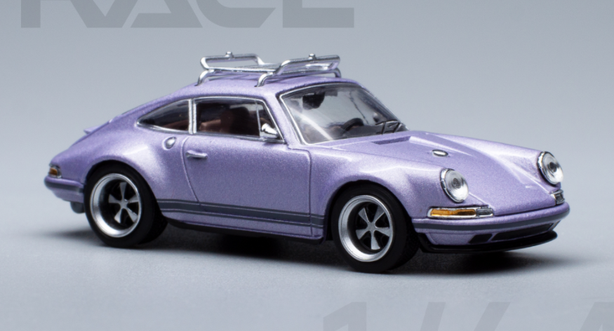 Voiture Miniature Diecast POPRACE 1/64 - Singer Silver/Blue - Boîte Non Ouverte, Modèle Métal