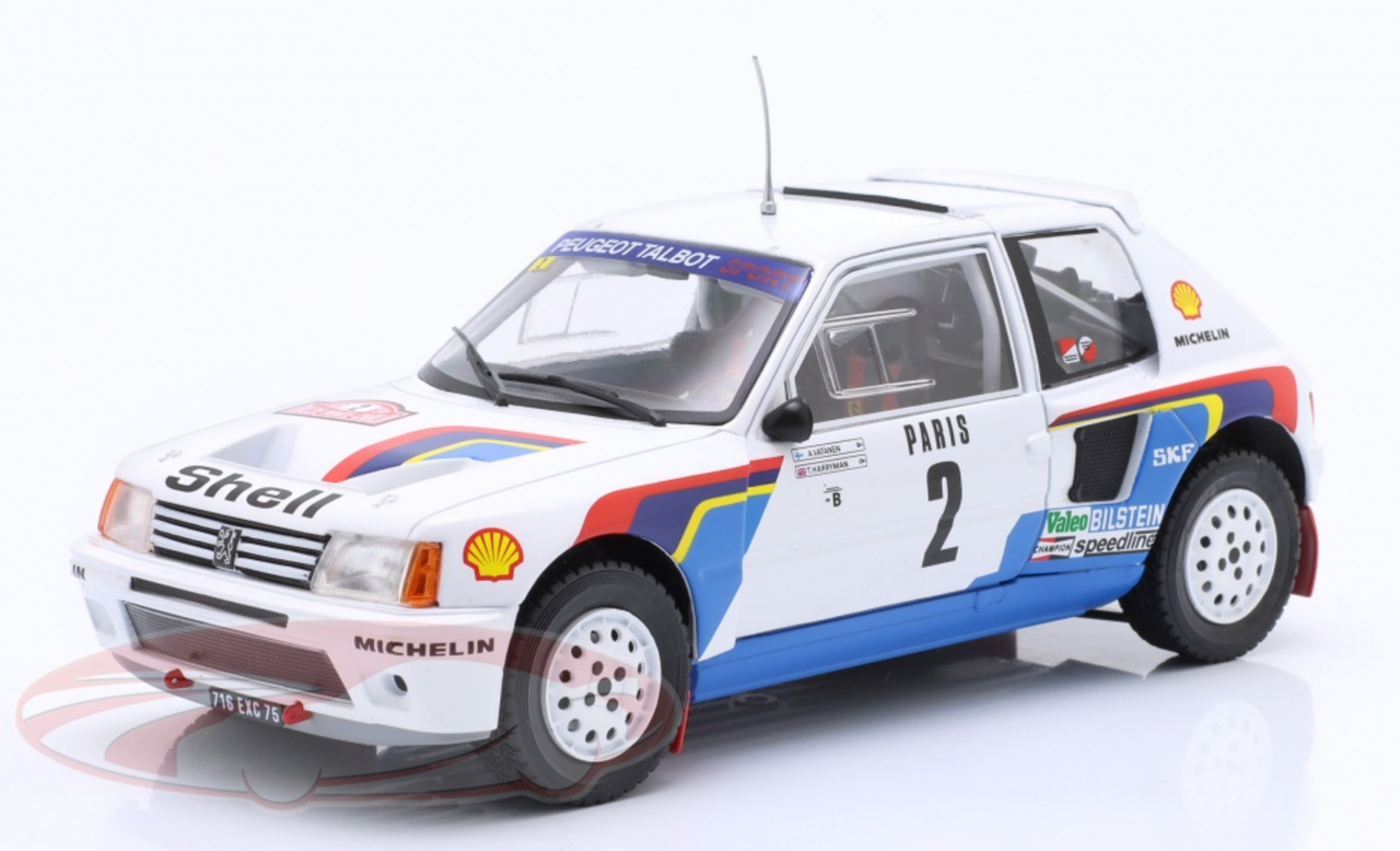 1/24 Ixo 1985 Peugeot 205 Turbo T16 #2 Winner Rally Monte Carlo Peugeot  Talbot Sport Ari Vatanen, Terry Harryman Car Model