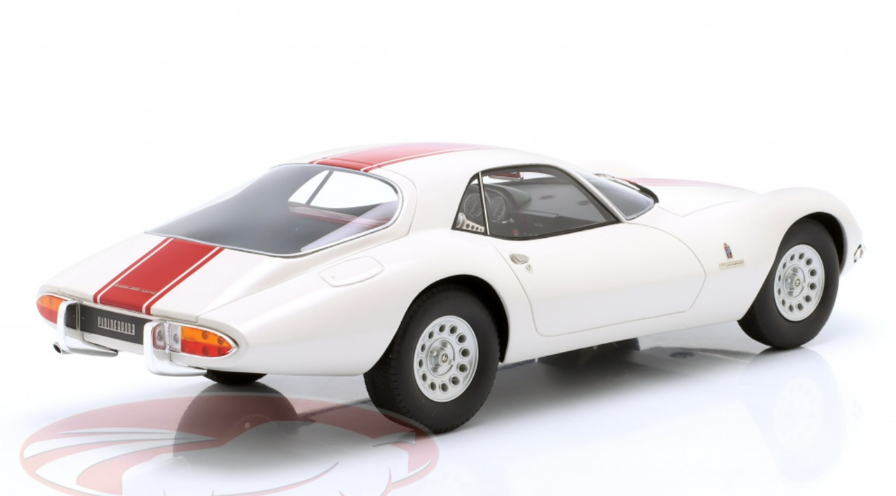 1/18 MAXIMA Scale Model 1965 Alfa Romeo TZ2 Coupe Pininfarina (White with Red Stripe) Car Model