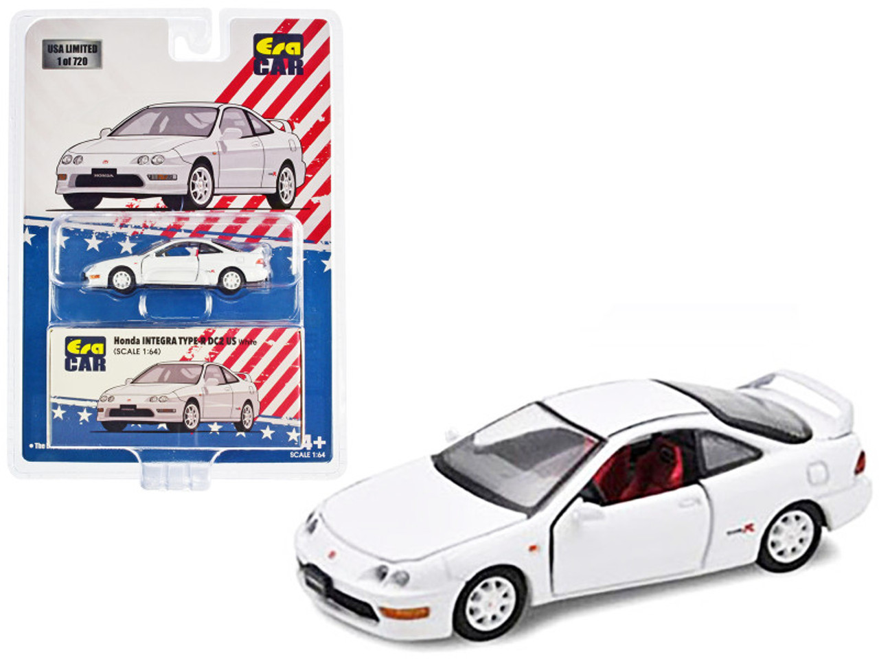Honda Integra Type-R DC2 US White Limited Edition to 720 pieces Worldwide 1/64  Diecast Model Car by Era Car