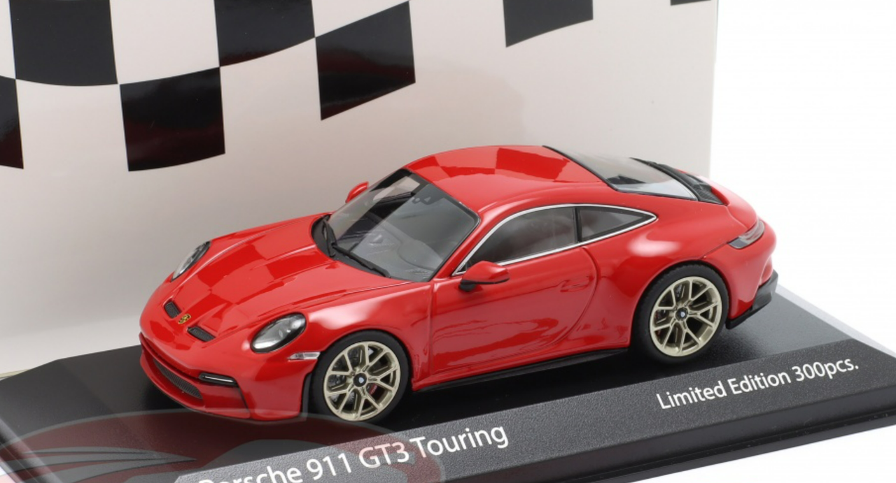 1/43 Minichamps 2022 Porsche 911 (992) GT3 Touring (Guards Red with Golden Wheels) Car Model