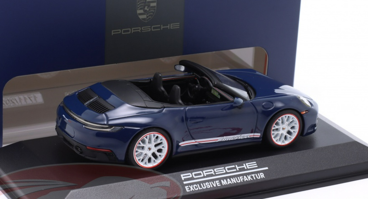 1/43 Dealer Edition 2022 Porsche 911 (992) Carrera GTS Cabriolet America Edition (Azure Blue) Car Model