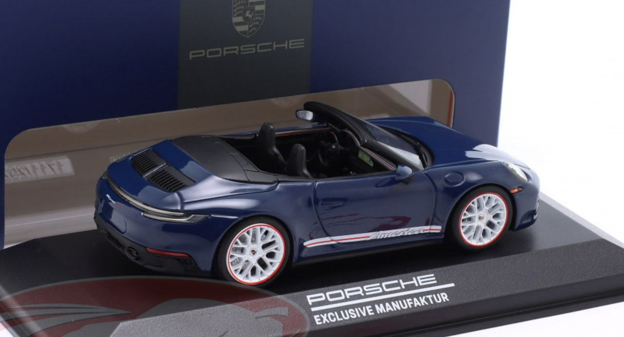 1/43 Dealer Edition 2022 Porsche 911 (992) Carrera GTS Cabriolet America  Edition (Azure Blue) Car Model