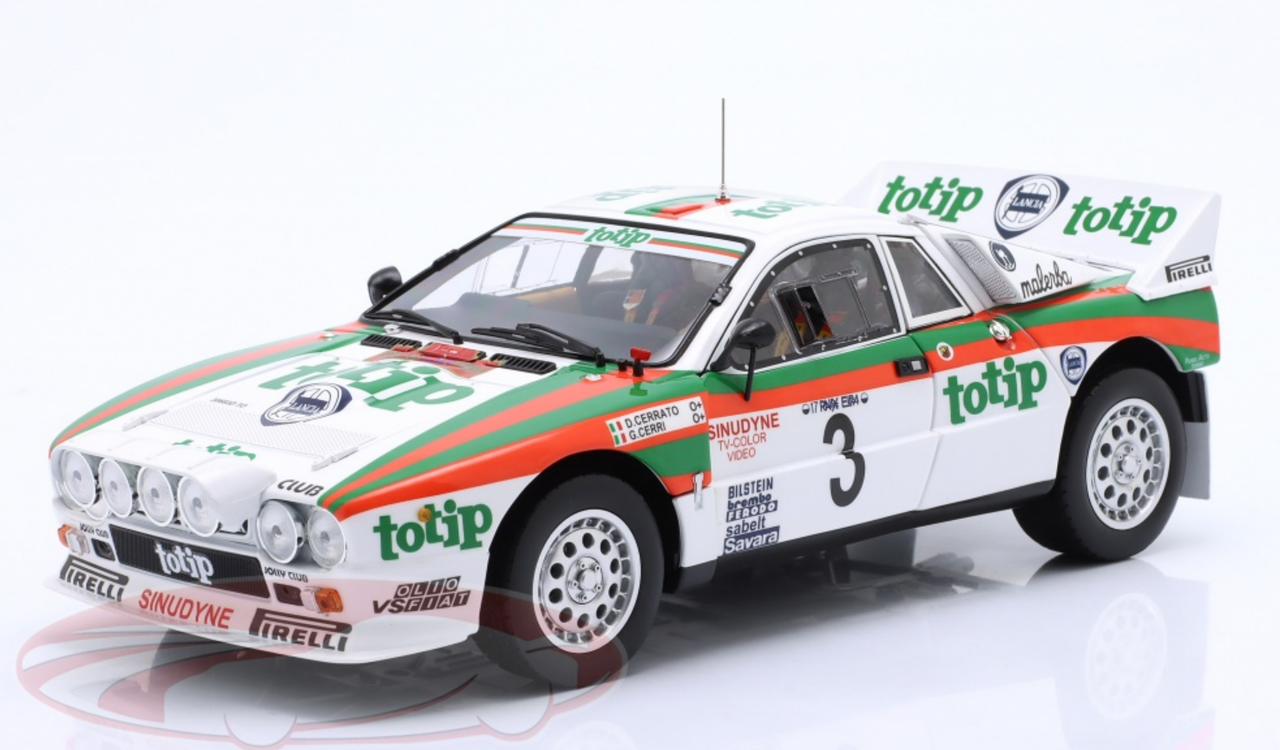 1/18 Kyosho 1985 Lancia Rally 037 #3 Winner Rallye Elba Jolly Club Totip Dario Cerrato, Giuseppe Cerri Diecast Car Model
