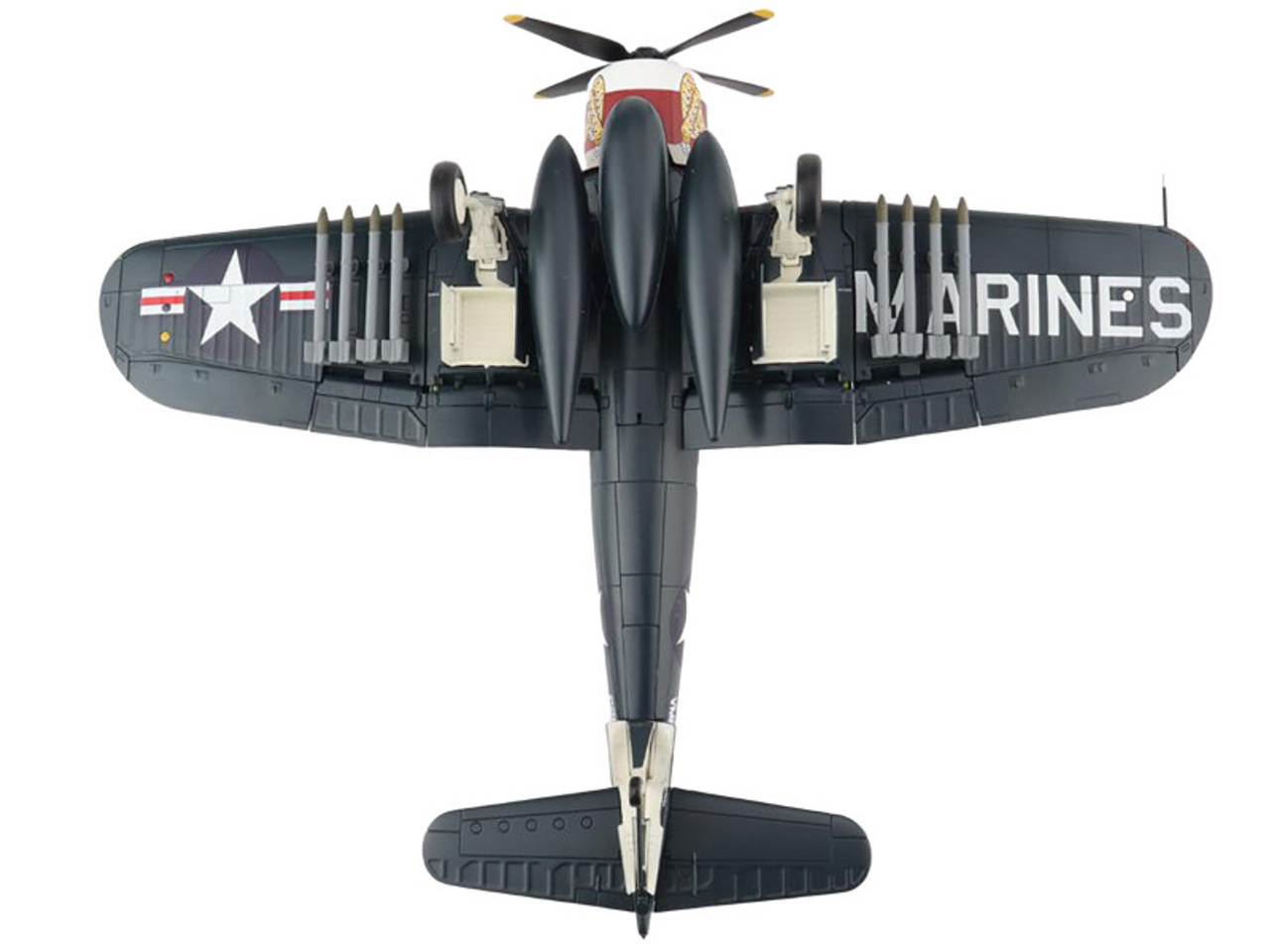 Vought F4U-4 Corsair Fighter Aircraft VMF-323 "Death Rattlers" USS Sicily (June 1951) "Air Power Series" 1/72 Scale Model by Hobby Master