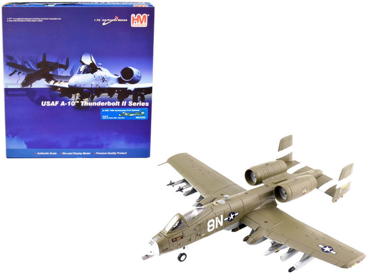 USAF A-10C Thunderbolt II Aircraft "75th Anniversary P-47 Scheme" "190th FS Idaho ANG" (May 2021) "Air Power Series" 1/72 Scale Model by Hobby Master
