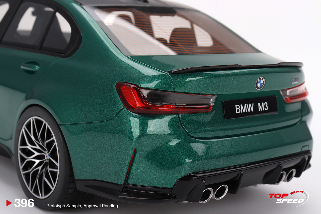 1/18 Top Speed BMW M3 Competition (G80) Isle of Man Green Metallic Resin Car Model
