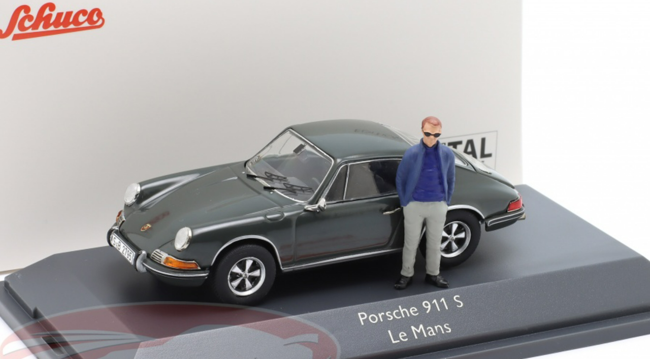 1/43 Schuco Porsche 911 S LeMans with figure Steve McQueen (Grey) Car Model