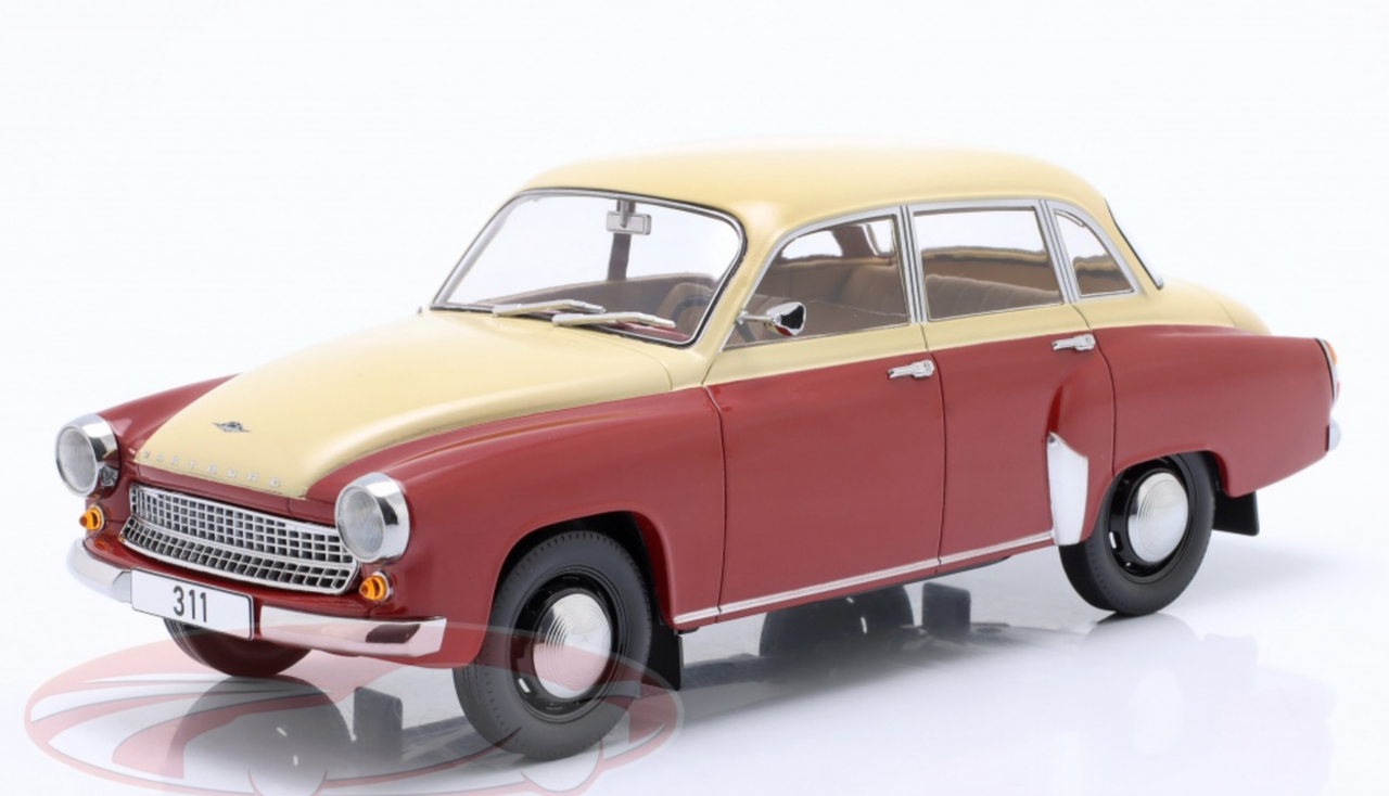 1/18 Modelcar Group 1959 Wartburg 311 (Dark Red & Beige) Car Model