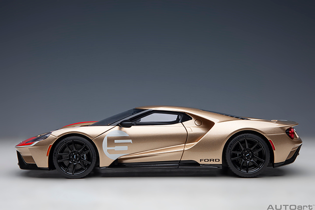 1/18 AUTOart 1/18 Ford GT Heritage Edition Holman Moody (Gold with Red & White Stripes) Car Model