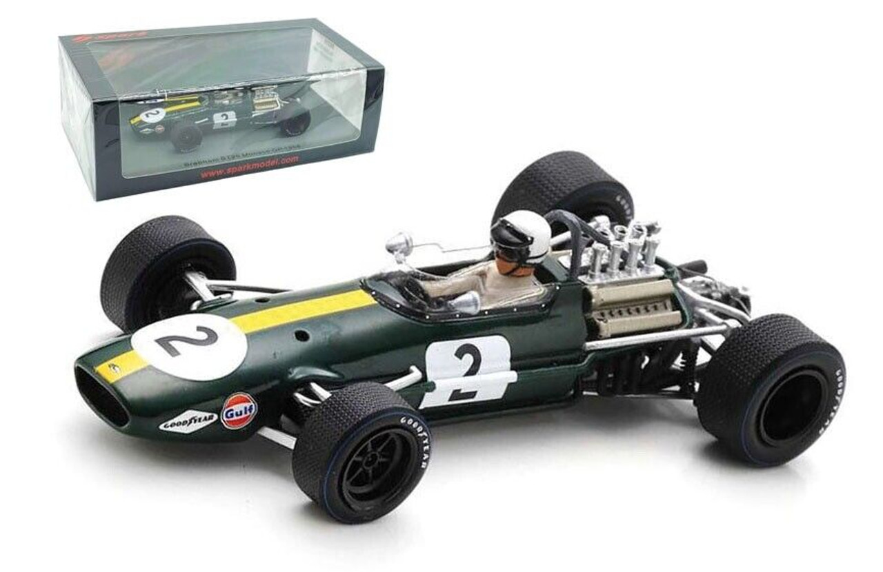 1/43 Spark Brabham BT26 No.2 Monaco GP 1968 Jack Brabham Car Model