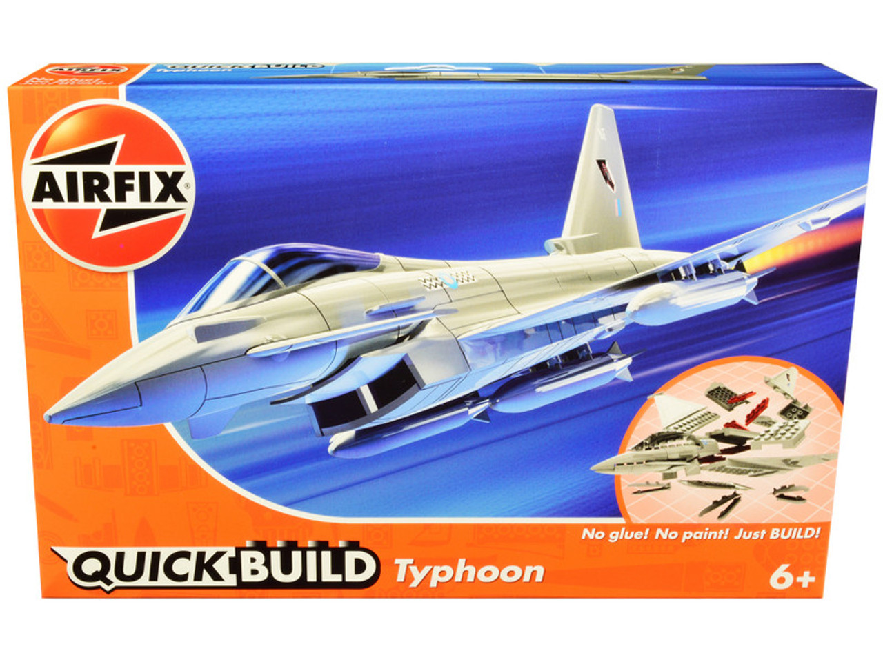 Skill 1 Model Kit Eurofighter Typhoon Snap Together Painted Plastic Model Airplane Kit by Airfix Quickbuild