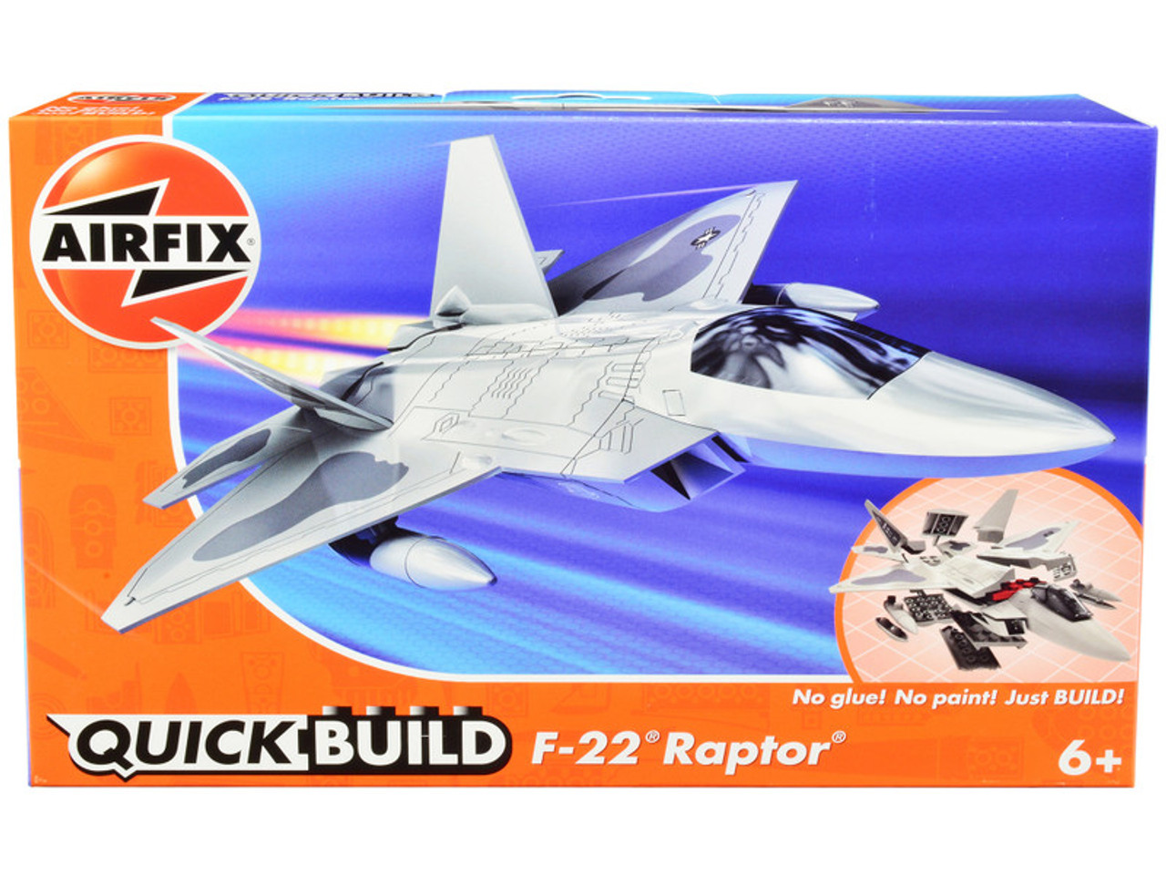 Skill 1 Model Kit F22 Raptor Snap Together Painted Plastic Model Airplane Kit by Airfix Quickbuild