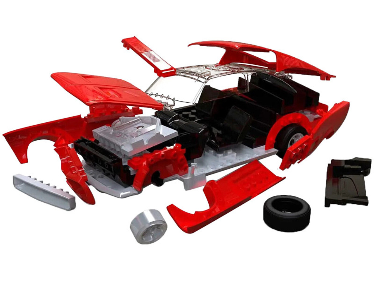 Spider  Skill 1 Model Kit 1968 Ford Mustang GT Red Snap Together