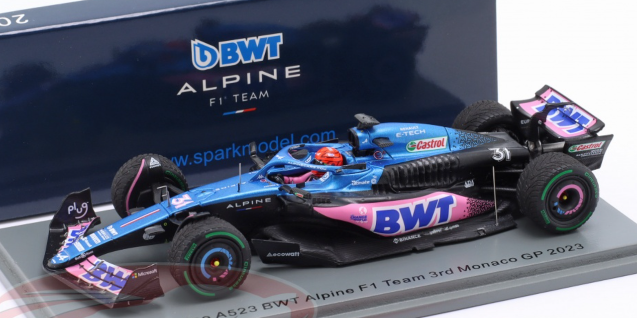 1/43 Spark 2023 Formula 1 Alpine A523 No.31 BWT Alpine F1 Team Esteban Ocon Car Model