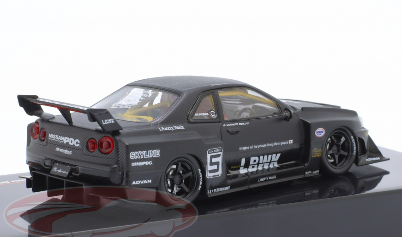 1/43 Ixo LB-Works LB-ER34 Nissan Super Silhouette Skyline #5 (Matte Black)  Car Model