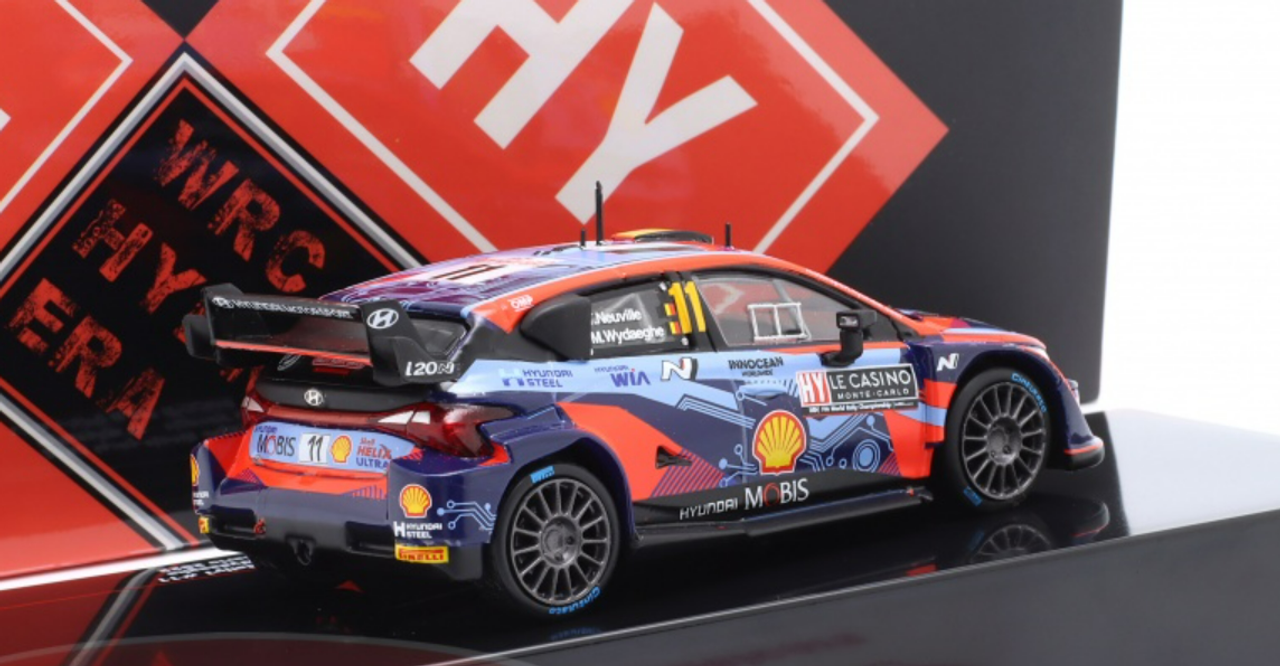 1/43 Ixo 2022 Hyundai i20 N Rally1 #11 6th Rallye Monte Carlo Hyundai Shell Mobis WRT Thierry Neuville, Martijn Wydaeghe Car Model