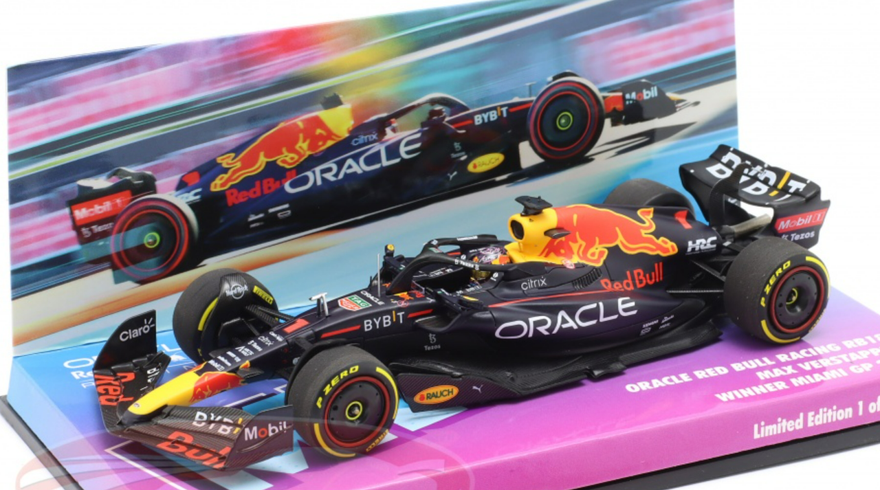 1/43 Minichamps 2022 Formula 1 Max Verstappen Red Bull RB18 #1 Winner Miami GP formula 1 World Champion Car Model