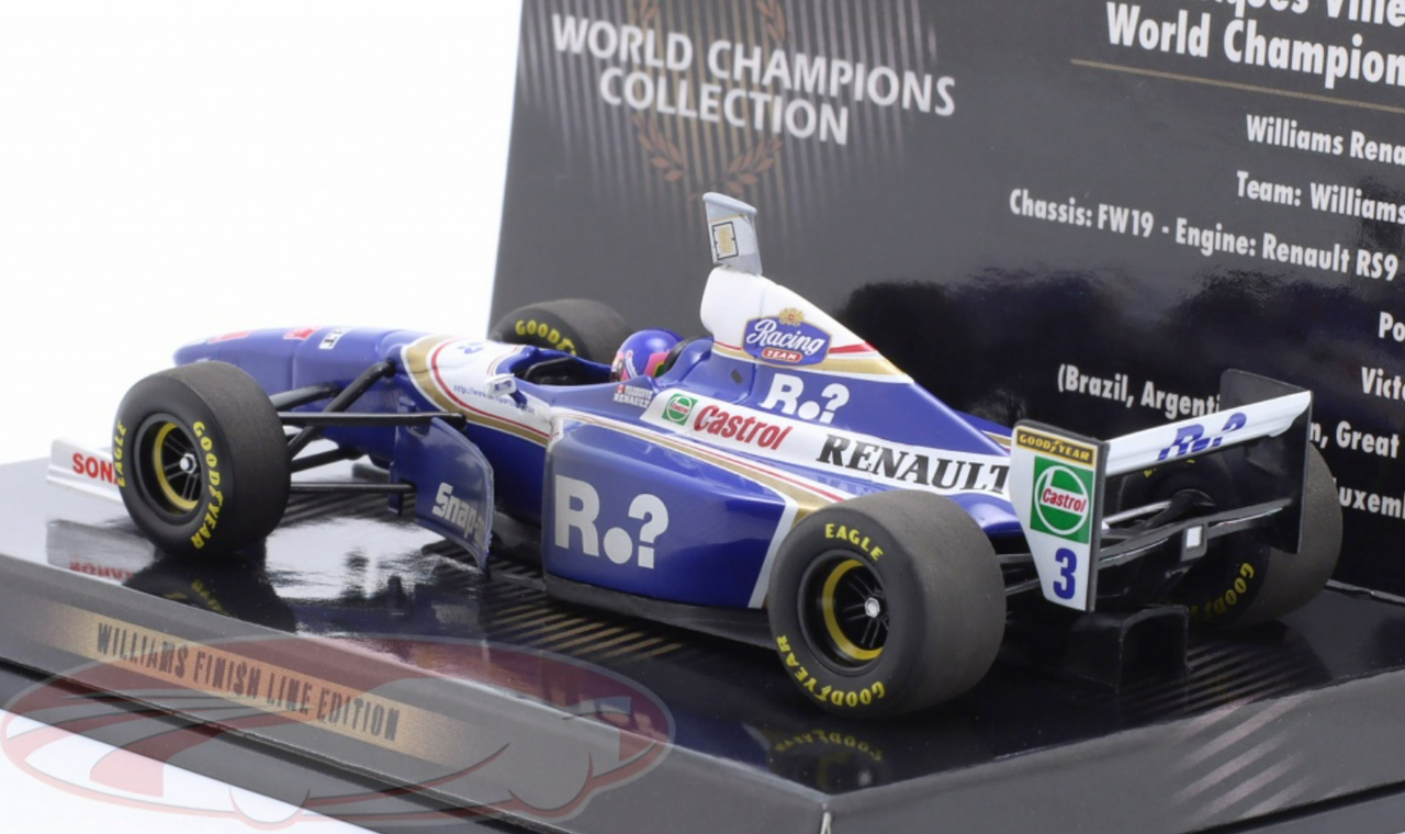 1/43 Minichamps 1997 Formula 1 Jacques Villeneuve Williams FW19 Dirty Version #3 Formula 1 World Champion Car Model