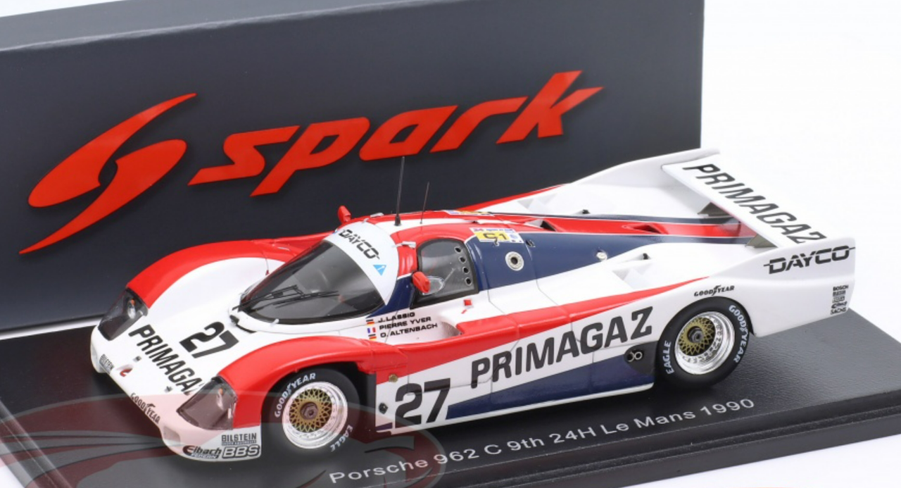 1/43 Spark 1990 Porsche 962C #27 9th 24h LeMans Obermaier Racing Pierre Yver, Jürgen Lässig, Otto Altenbach Car Model