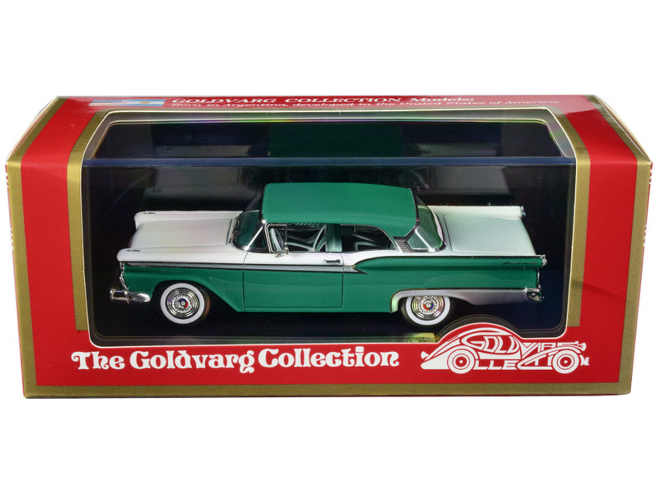 1959 Ford Fairlane 500 Indian Turquoise and White with Light Green Interior Limited Edition to 240 pieces Worldwide 1/43 Model Car by Goldvarg Collection