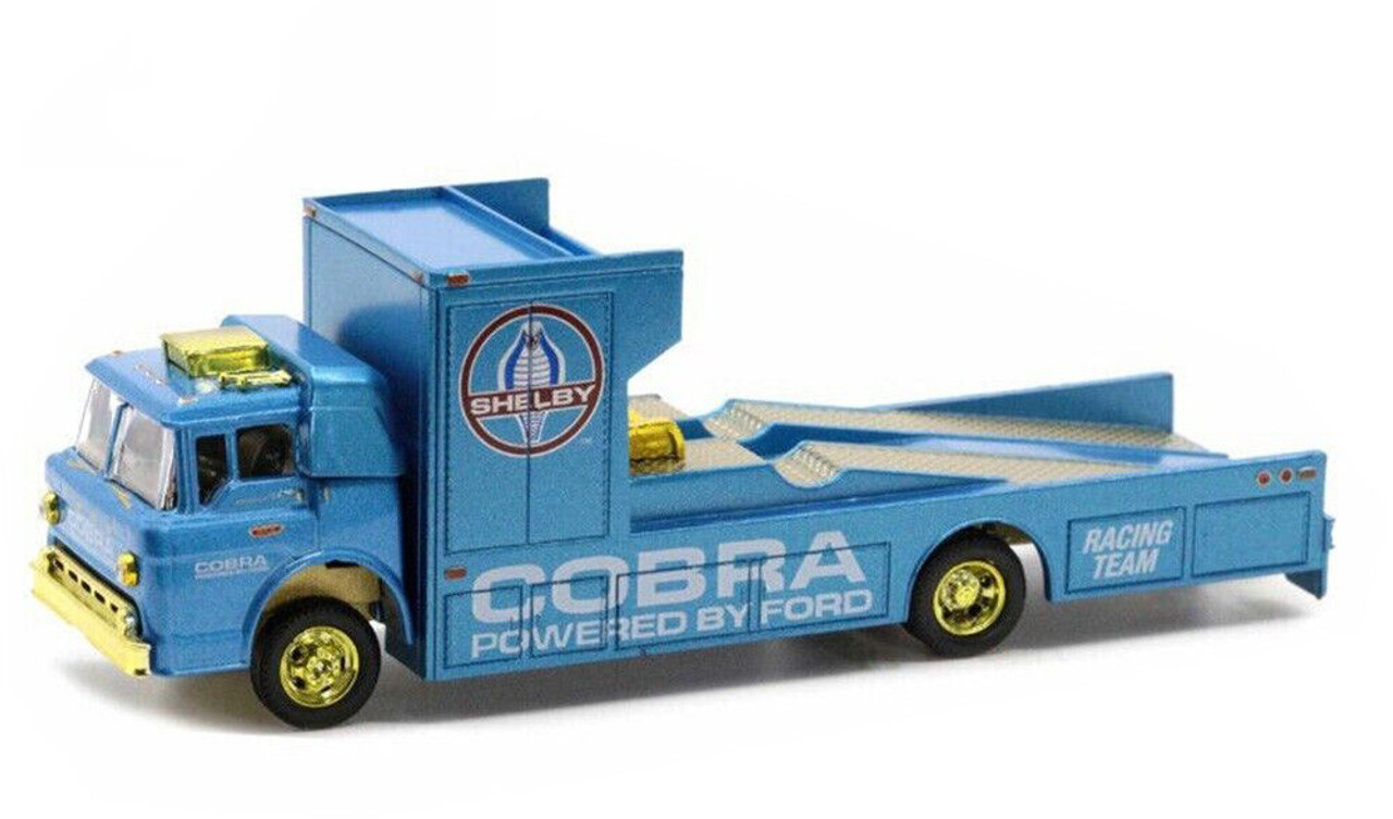 CHASE CAR 1966 Ford C-950 Ramp Truck Guardsman Blue Metallic "Shelby Cobra Racing Team" Limited Edition to 8250 pieces Worldwide 1/64 Diecast Model Car by M2 Machine