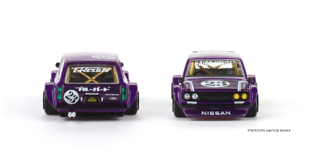 Datsun KAIDO 510 Wagon Carbon Fiber V1 Purple Kaido House 1/64 Diecast  Model Car True Scale Miniatures KHMG062