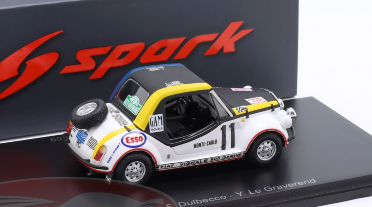 1/43 Spark 1969 Fiat 500 Gamine #11 Rallye Mediterranee G.A.M. Monaco René-Francois Dulbecco, Yves Le Graverend Car Model