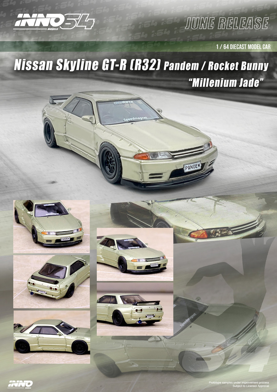 1/64 Inno64 Nissan Skyline GT-R R32 Pandem Rocket Bunny (Millennium Green) Car Model