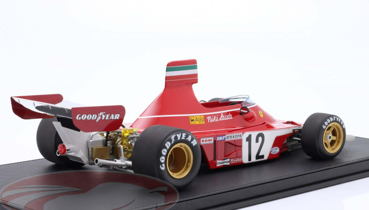 1/12 GP Replicas 1975 Formula 1 Niki Lauda Ferrari 312B3 #12 Brazilian GP Car Model