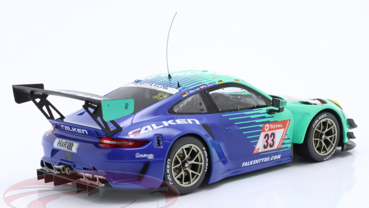1/18 Ixo 2020 Porsche 911 GT3 R #33 24h Nürburgring Falken Motorsports Klaus Bachler, Sven Müller, Christian Engelhart, Dirk Werner Car Model