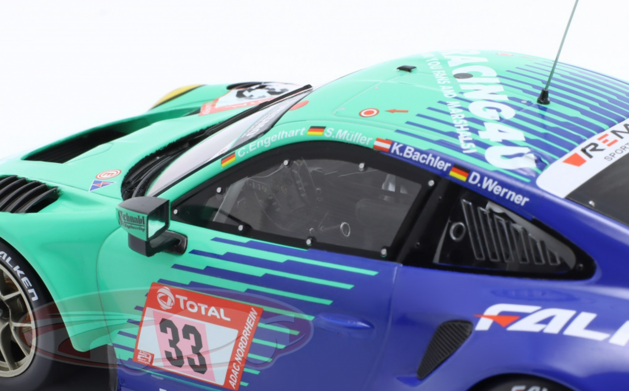 1/18 Ixo 2020 Porsche 911 GT3 R #33 24h Nürburgring Falken Motorsports Klaus Bachler, Sven Müller, Christian Engelhart, Dirk Werner Car Model