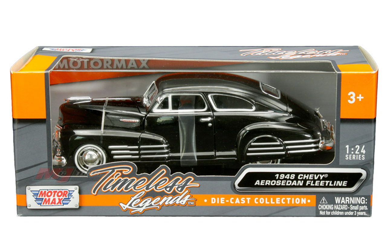 1/24 Motormax 1948 Chevrolet Aerosedan Fleetline (Black) Diecast Car Model