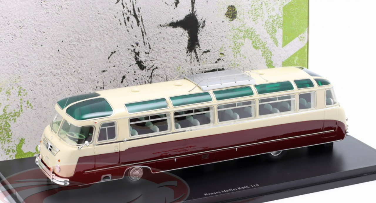 1/43 AutoCult 1959 Krauss Maffei KML 110 Bus (Dark Red & Ivory White) Car Model