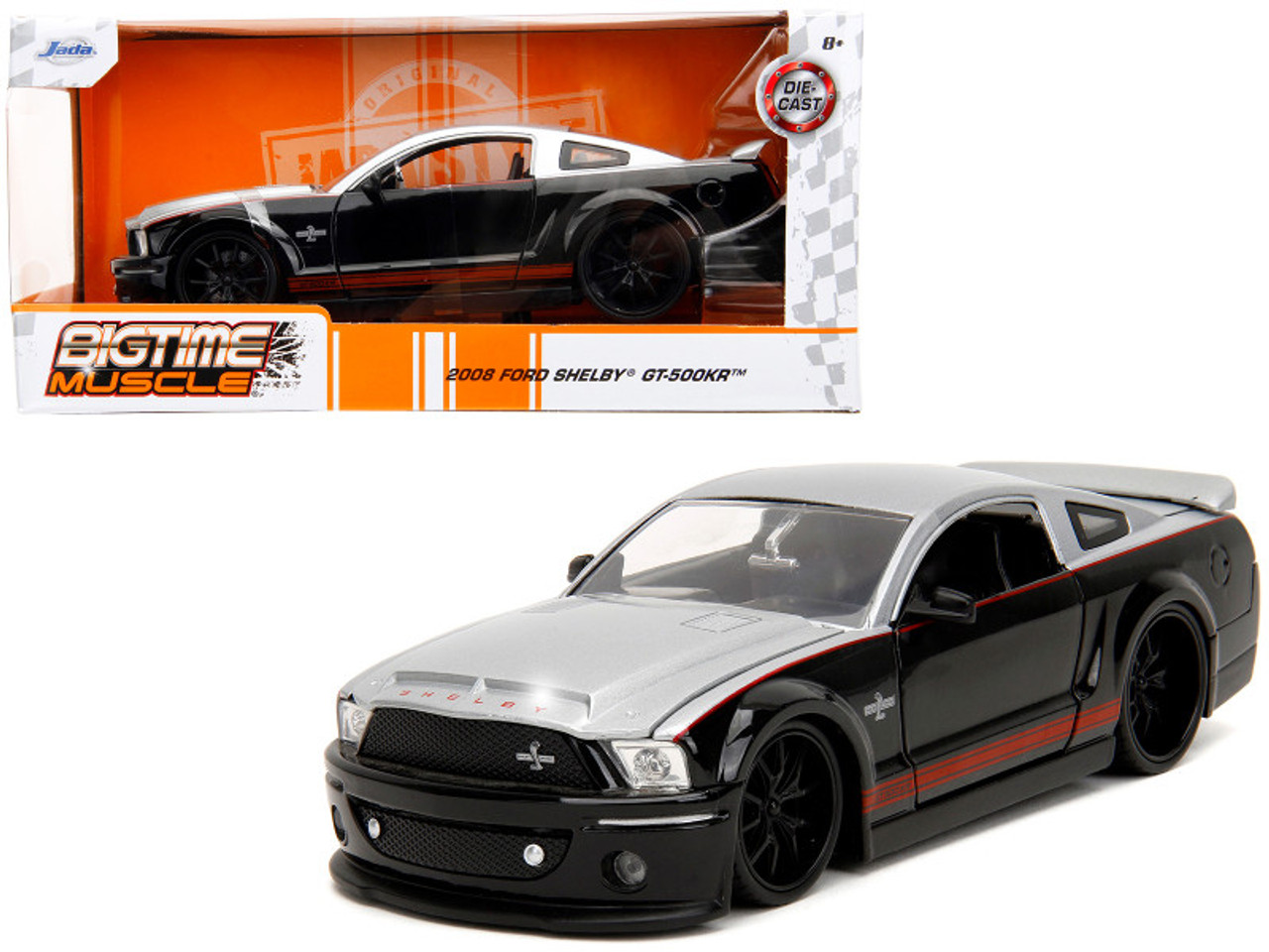 2008 Ford Shelby Mustang GT-500KR Silver and Black with Red Stripes ...