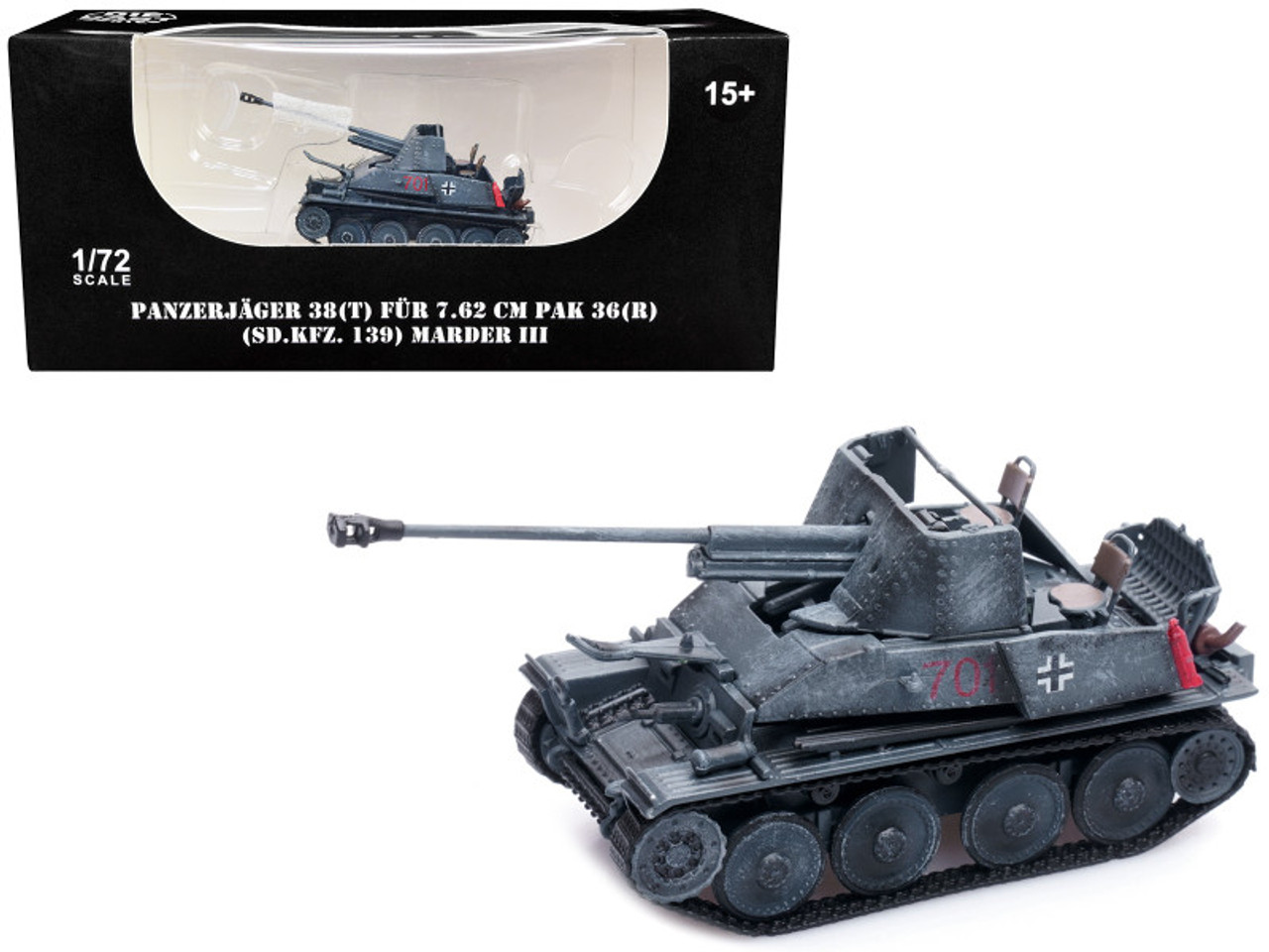 Sd.Kfz.139 Panzerjager 38(t) Fur 7.62cm PaK 36(R) Marder III Tank Destroyer #701 "Germany - World War II" 1/72 Diecast Model by Legion