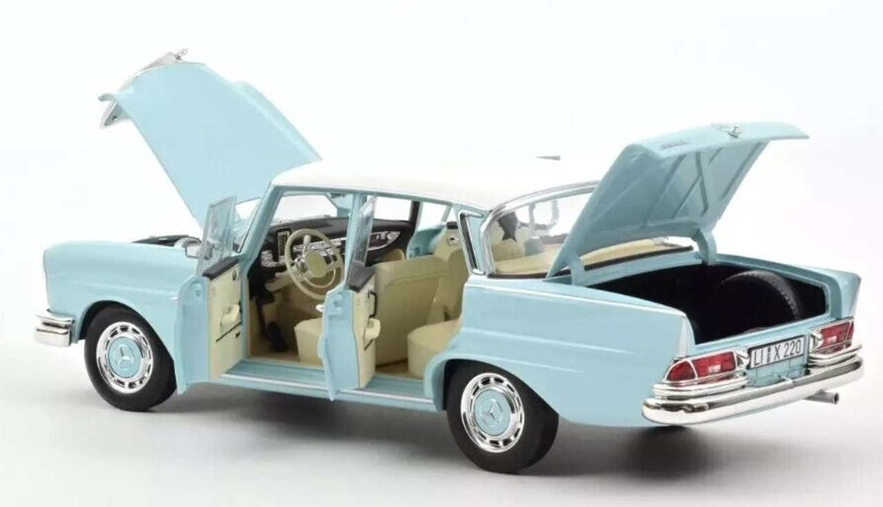 1/18 Norev 1965 Mercedes-Benz 220 S (W111) (Light Blue) Diecast Car Model