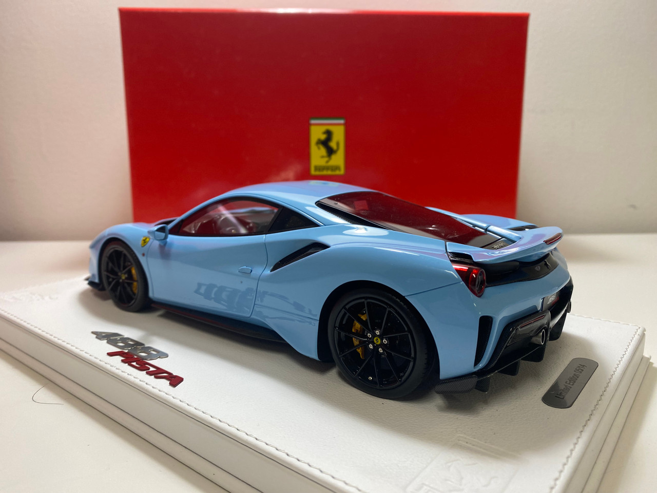 1/18 BBR Ferrari 488 Pista (Baby Blue) Resin Car Model Limited 50 Pieces