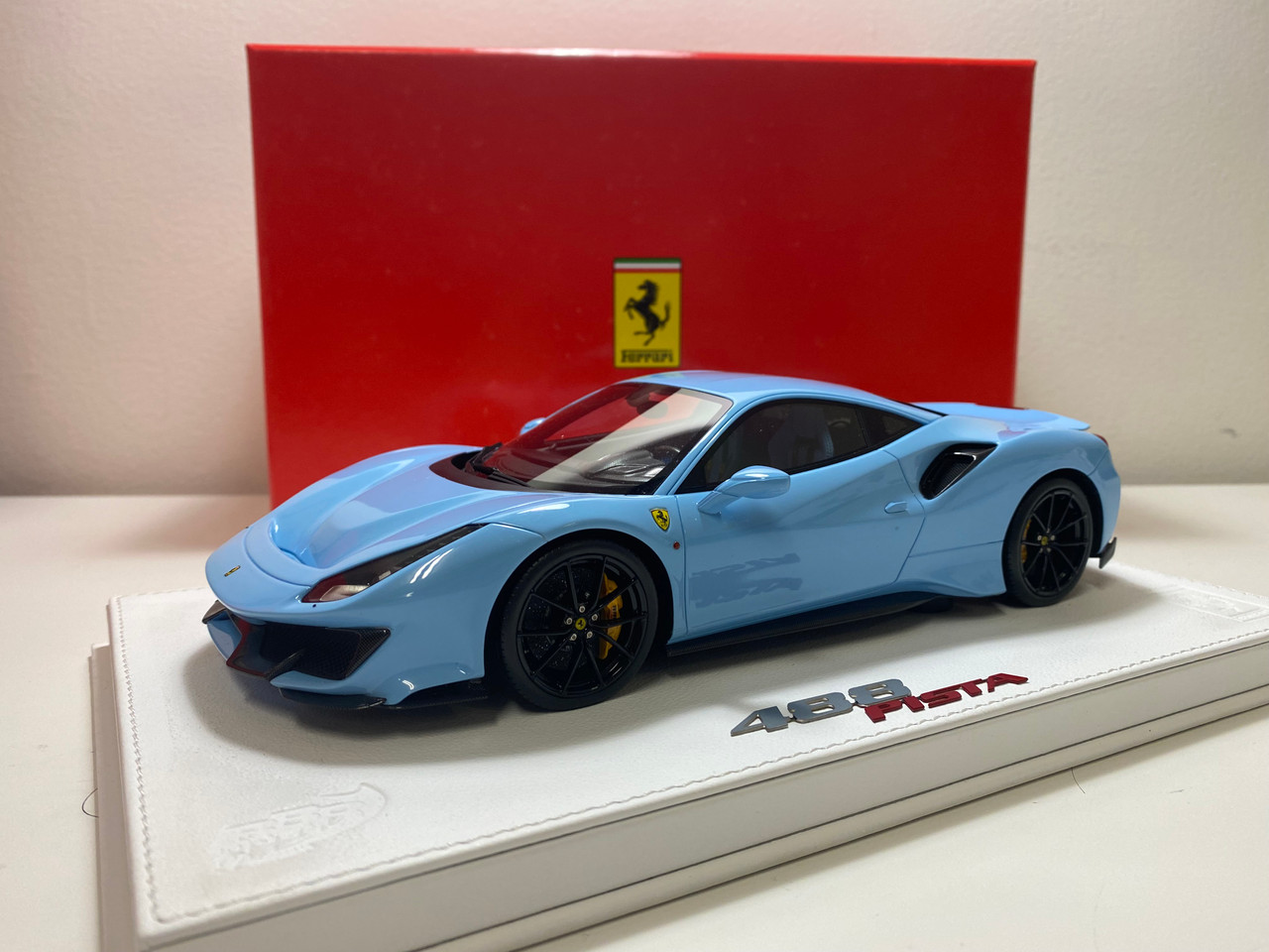 1/18 BBR Ferrari 488 Pista (Baby Blue) Resin Car Model Limited 50 Pieces