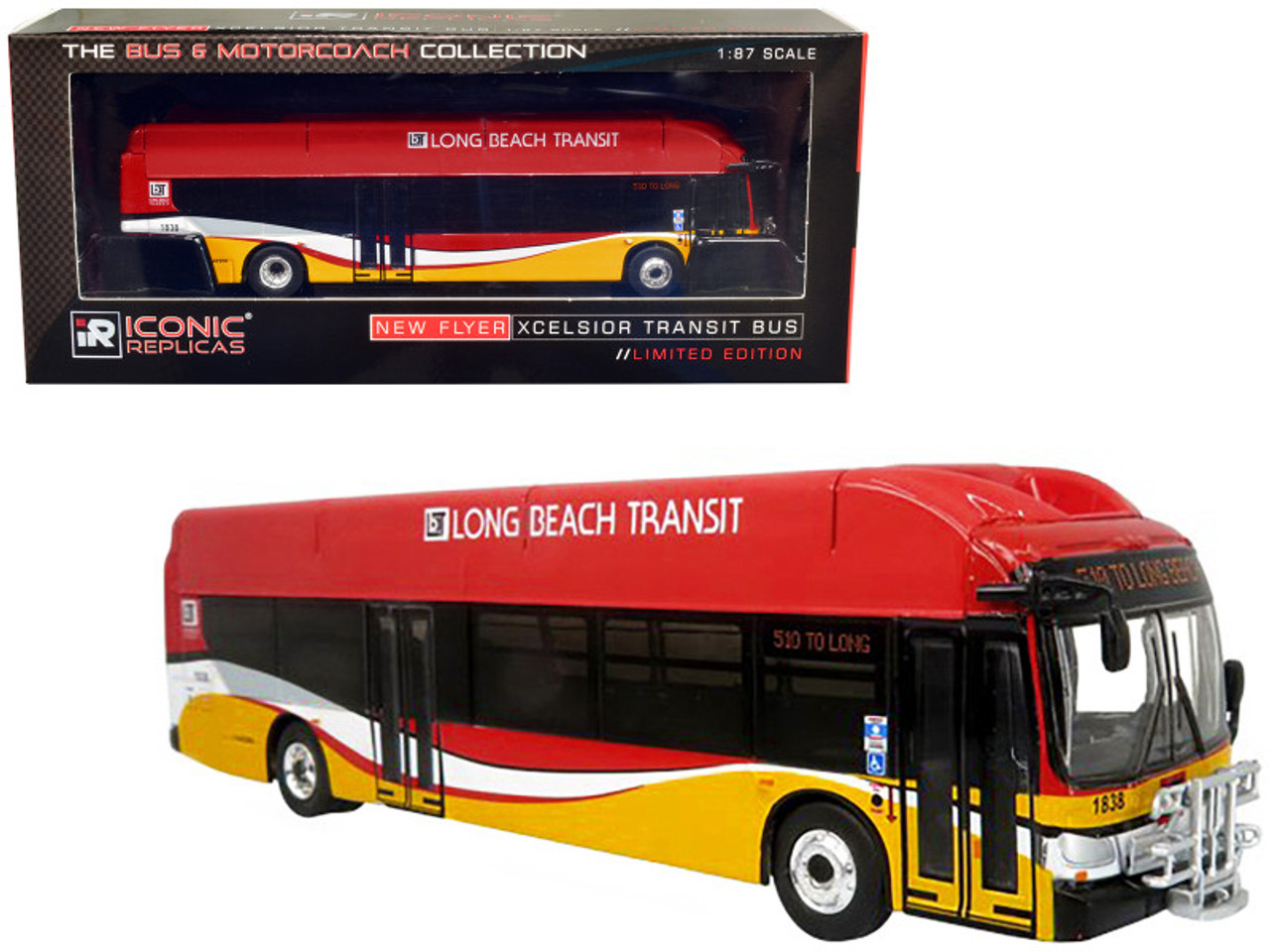 New Flyer Xcelsior XN40 Transit Bus Long Beach Transit "510 to LONG" "The Bus & Motorcoach Collection" 1/87 Diecast Model by Iconic Replicas New Flyer Xcelsior XN40 Transit Bus Long Beach Transit "510 to LONG" "The Bus & Motorcoach Collection" 1/87 Diecast Model by Iconic Replicas