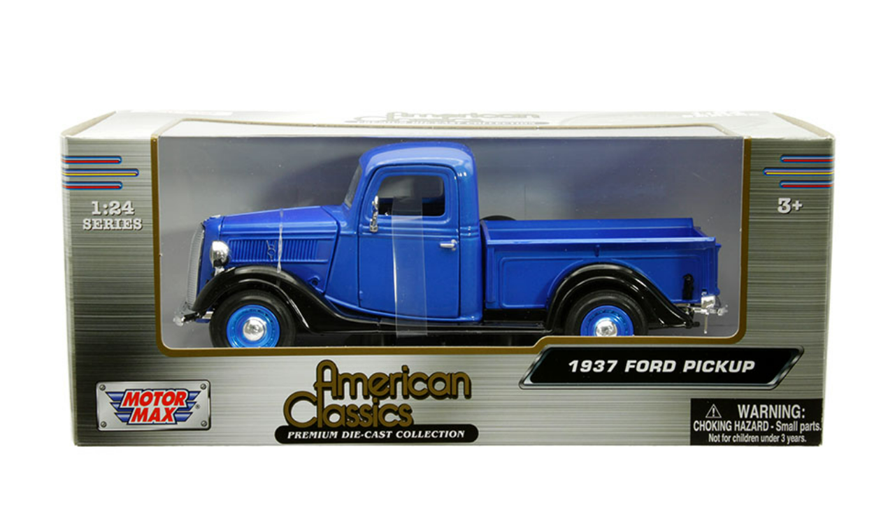 1/24 Motormax 1937 Ford Pickup Truck (Blue & Black) Diecast Car Model
